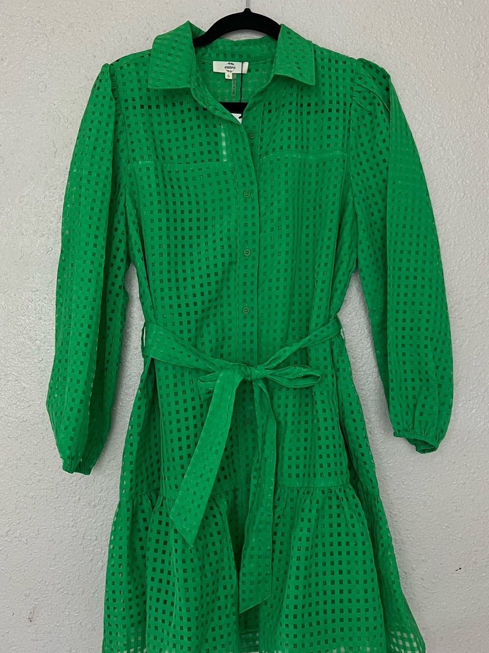 entro Green Eyelet Midi Shirt Dress - Picture 5 of 14